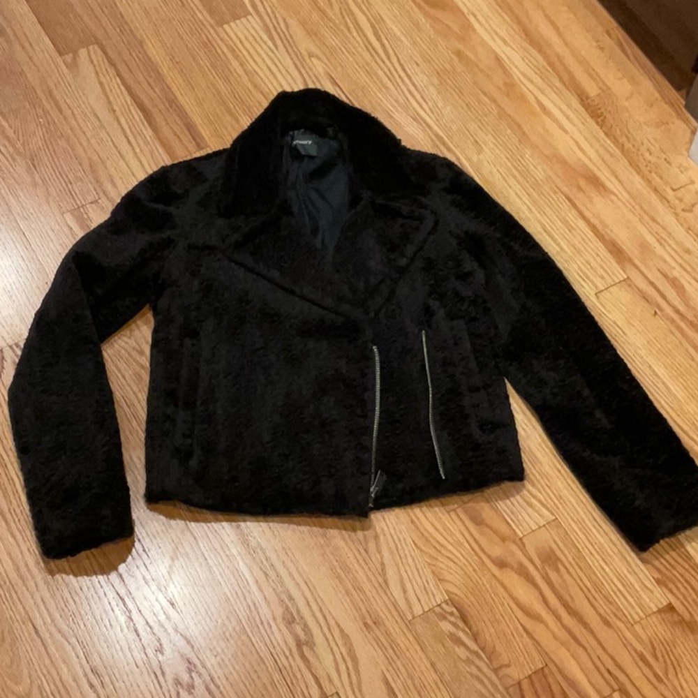 Faux lamb moto jacket theory XS, black